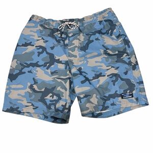 L.L. Bean Men’s Swim Trunks Sz Medium Blue Camo Bathing Suit